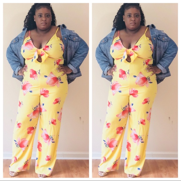 PLUS SIZE YELLOW FLORAL JUMPER - Picture 7 of 7